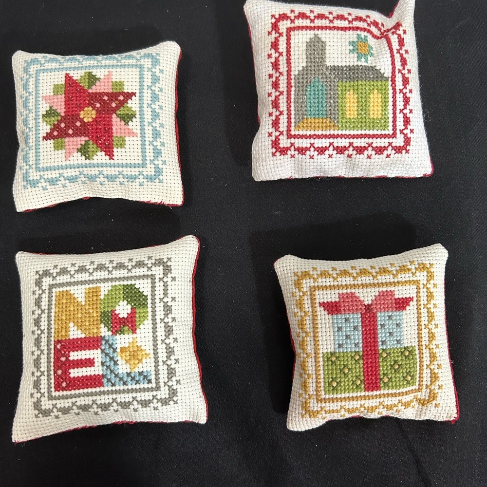 Holiday Cross-Stitch Accent Pillow Set - Picture 2 of 6